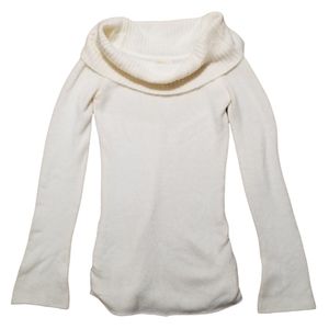 Love Rocks Cream Turtleneck Scarf Sweater